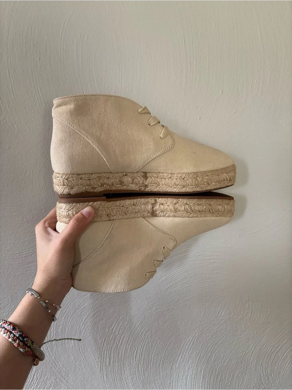 Tory Burch Beige Canvas Espadrille Sneaker Womens Size 6